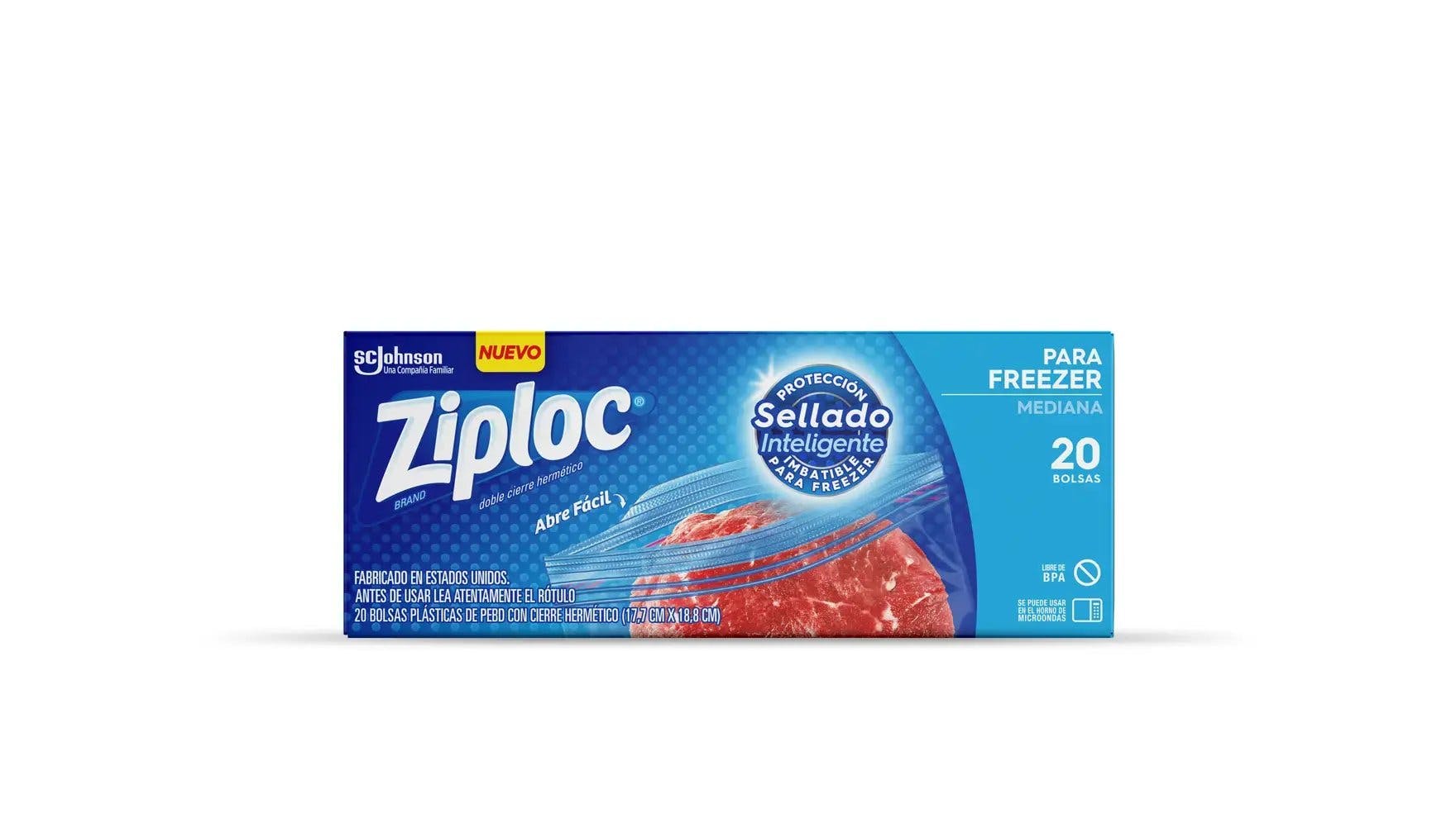 Frente de la bolsa Ziploc para freezer medianas